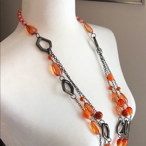 Multi-strand Orange Beaded Necklace